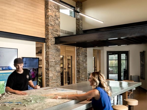 People seated in high chairs